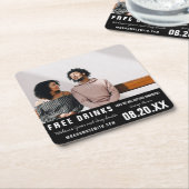 Funny Free Drinken Photo Save the Date Kartonnen Onderzetters (Schuin)