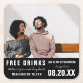 Funny Free Drinken Photo Save the Date Kartonnen Onderzetters (Voorkant)