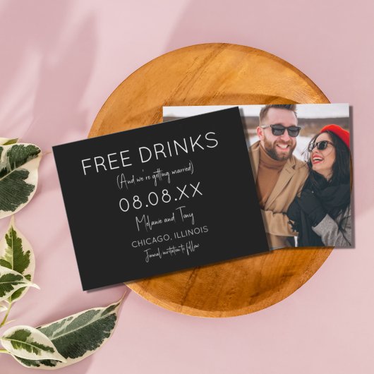 Funny Free Drinken Photo Simple Wedding Save The Date
