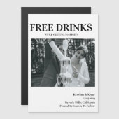 Funny Free Drinken Photo Wedding Magnetische Uitnodiging (Voorkant / Achterkant)