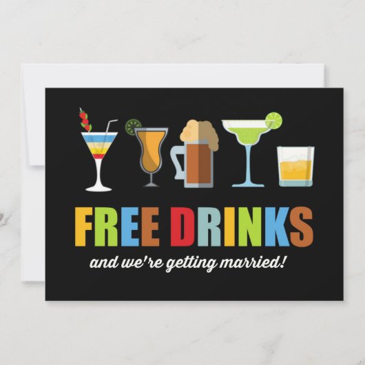 Funny Free Drinken Photo Wedding Save The Date (Voorkant)
