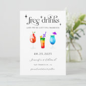 Funny Free Drinken Save the Date Kaart (Staand voorkant)