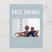 Funny Free Drinken Wedding Blue Save the Dates Aankondigingskaart (Voorkant)