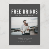 Funny Free Drinken Wedding Grey Save the Dates Aankondigingskaart (Voorkant)