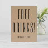 Funny Free Drinken Wedding Kraft Save the Date (Staand voorkant)