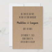Funny Free Drinken Wedding Kraft Save the Date (Achterkant)