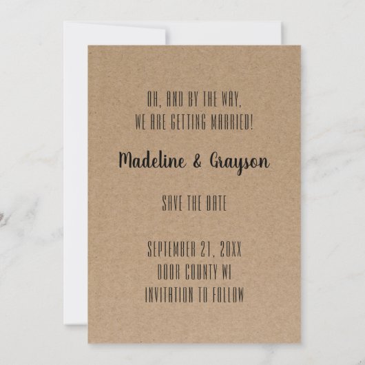 Funny Free Drinken Wedding Kraft Save the Date (Achterkant)