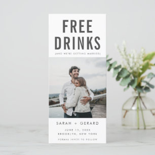 Funny Free Drinken Wedding Photo Save the Date