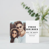 Funny Free Drinken Wedding Photo Save the Date Aankondigingskaart (Staand voorkant)