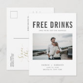 Funny Free Drinken Wedding Photo Save the Dates Aankondigingskaart (Voorkant / Achterkant)