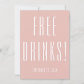 Funny Free Drinken Wedding Roos Gold Save the Date (Voorkant)