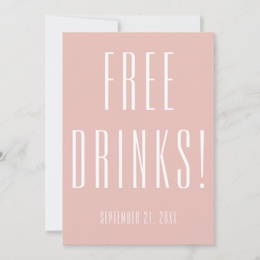 Funny Free Drinken Wedding Roos Gold Save the Date (Voorkant)