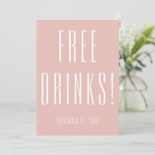 Funny Free Drinken Wedding Roos Gold Save the Date (Staand voorkant)