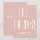 Funny Free Drinken Wedding Roos Gold Save the Date (Voorkant / Achterkant)