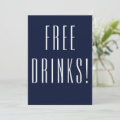 Funny Free Drinken Wedding Save the Date (Staand voorkant)