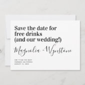 Funny Free Drinken Wedding Save the Date (Voorkant)