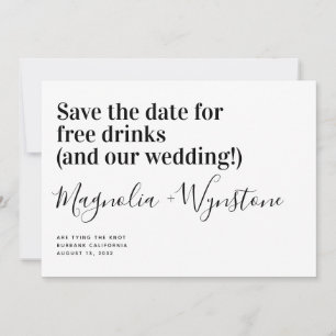 Funny Free Drinken Wedding Save the Date