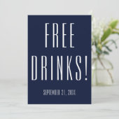 Funny Free Drinken Wedding Save the Date (Staand voorkant)