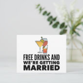 Funny Free Drinken Wedding Save the Date Aankondigingskaart (Staand voorkant)
