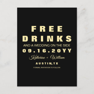 Funny Free Drinken Wedding Save the Date Aankondigingskaart