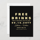 Funny Free Drinken Wedding Save the Date Aankondigingskaart (Voorkant / Achterkant)