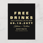 Funny Free Drinken Wedding Save the Date Aankondigingskaart (Voorkant)