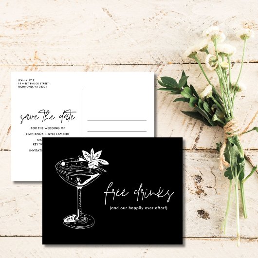 Funny Free Drinken Wedding Save the Date Aankondigingskaart