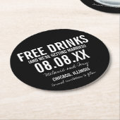 Funny Free Drinken Wedding Save the Date Ronde Kartonnen Onderzetter (Gebogen)