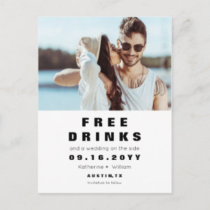 Funny Free Drinken Wedding Save the Date with Phot Aankondigingskaart