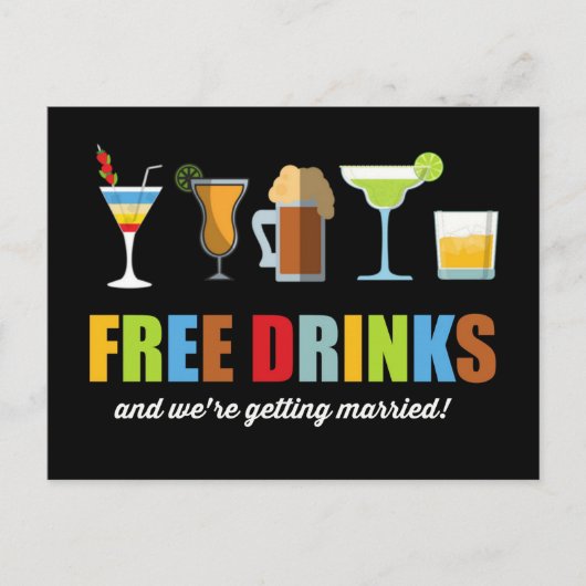 Funny Free Drinken Wedding Save the Dates Aankondigingskaart (Voorkant)