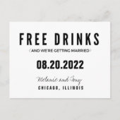 Funny Free Drinken Wedding Save the Dates Aankondigingskaart (Voorkant)