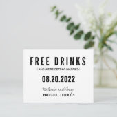 Funny Free Drinken Wedding Save the Dates Aankondigingskaart (Staand voorkant)