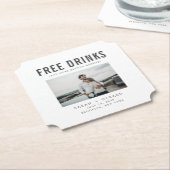 Funny Free Drinken Wedding Save the Dates Kartonnen Onderzetters (Gekanteld)