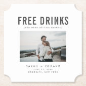 Funny Free Drinken Wedding Save the Dates Kartonnen Onderzetters (Voorkant)