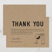 Funny Free Drinken Wine & Beer Hartelijk dank Bedankkaart (Voorkant / Achterkant)