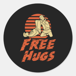 Funny Free Hugs - Braziliaanse Jiu-Jitsu, BJJ Gift Ronde Sticker
