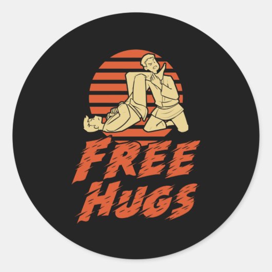 Funny Free Hugs - Braziliaanse Jiu-Jitsu, BJJ Gift Ronde Sticker (Voorkant)