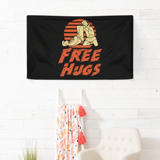 Funny Free Hugs - Braziliaanse Jiu-Jitsu, BJJ Gift Spandoek (Insitu)