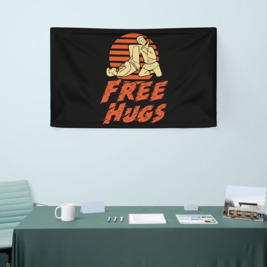 Funny Free Hugs - Braziliaanse Jiu-Jitsu, BJJ Gift Spandoek (Beurs)