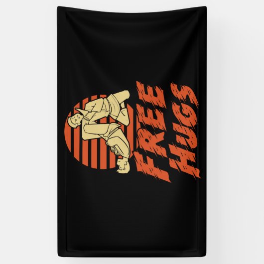 Funny Free Hugs - Braziliaanse Jiu-Jitsu, BJJ Gift Spandoek (Verticaal)
