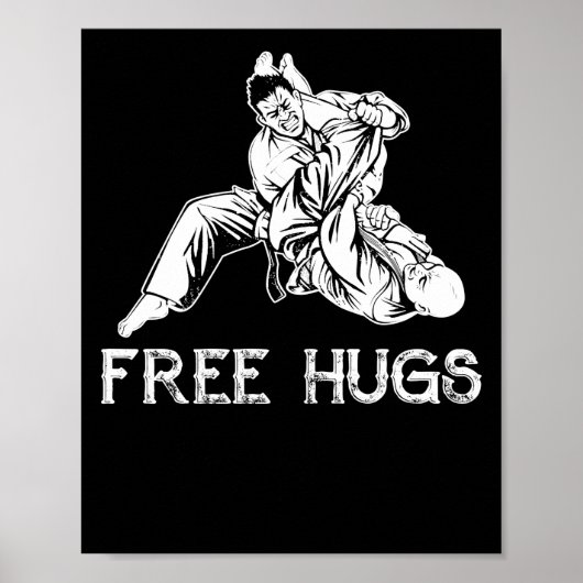 Funny Free Hugs Brazililian Jiu-Jitsu MMA BJJ Poster (Voorkant)