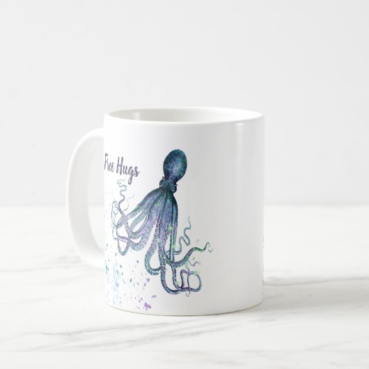 Funny Free Hugs met Octopus Art Koffiemok (Voorkant links)