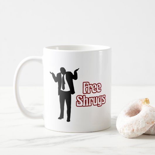 Funny Free Shrugs Coffee Mok (Met donut)