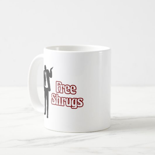 Funny Free Shrugs Coffee Mok (Voorkant links)