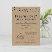 Funny Free Whiskey en een huwelijksuitnodiging Kaart (Staand voorkant)