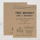 Funny Free Whiskey en een huwelijksuitnodiging Kaart (Voorkant / Achterkant)
