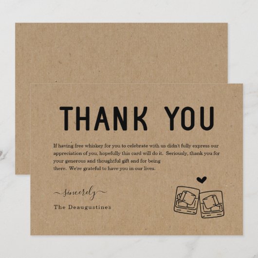 Funny Free Whiskey Hartelijk dank Bedankkaart (Voorkant / Achterkant)