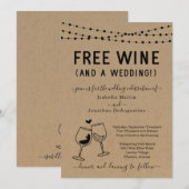 Funny Free Wine and a Wedding Invitation Kaart (Voorkant / Achterkant)