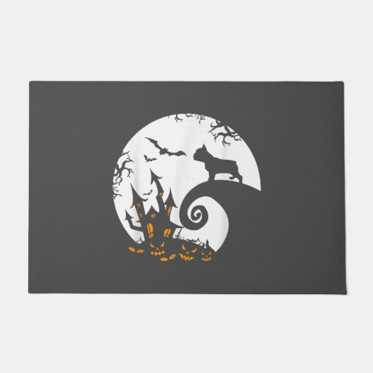 Funny French Bulldog and Moon Halloween Costume Deurmat (Voorkant)