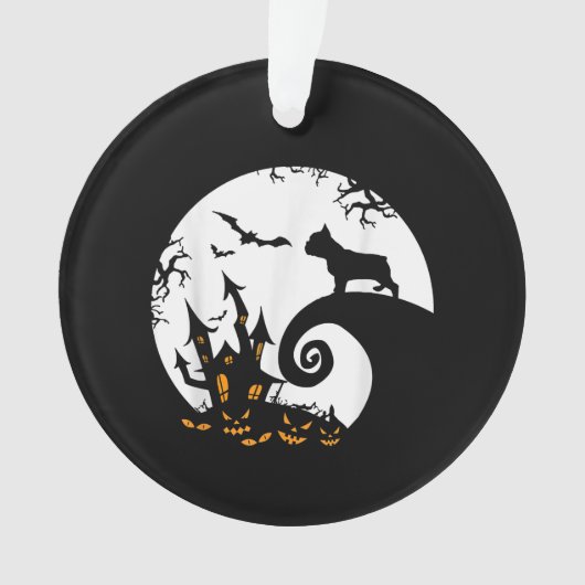 Funny French Bulldog and Moon Halloween Costume Ornament (voorkant)